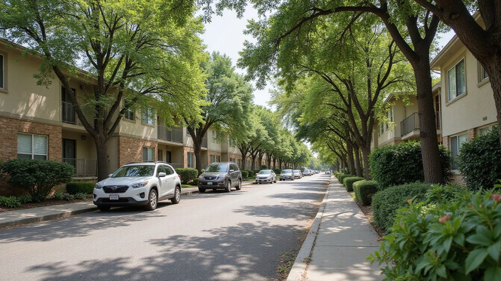 Austin suburban apartment neighborhood street view
