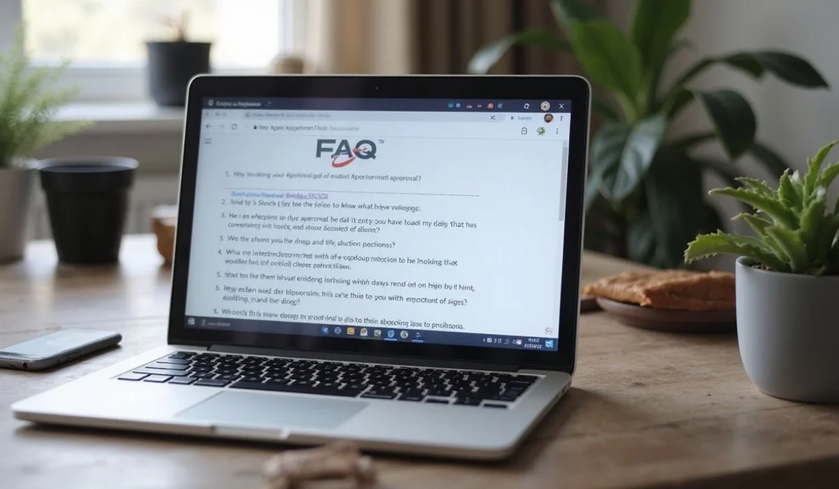 FAQ questions on laptop screen