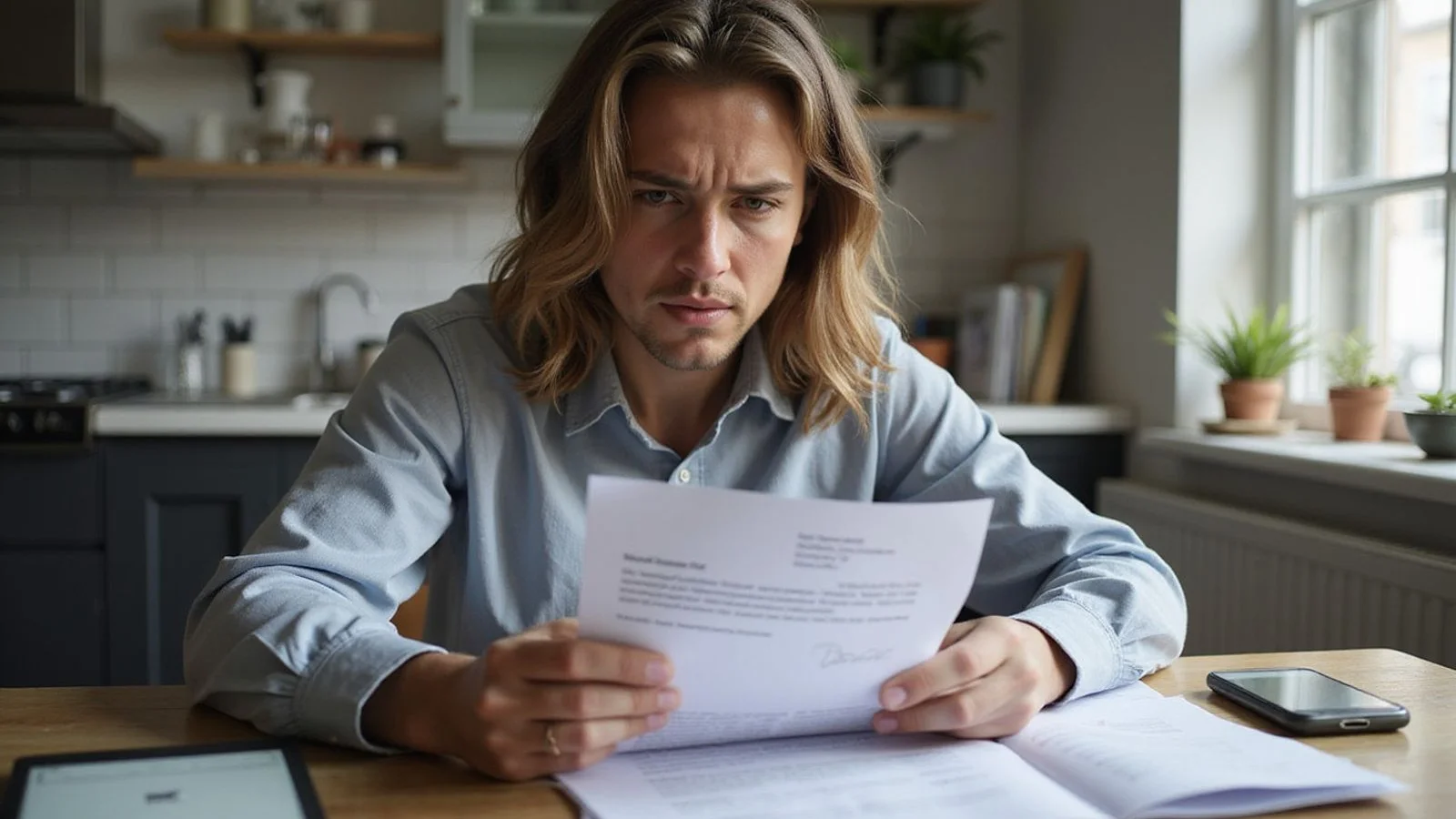 Frustrated renter with stack of apartment denial letters