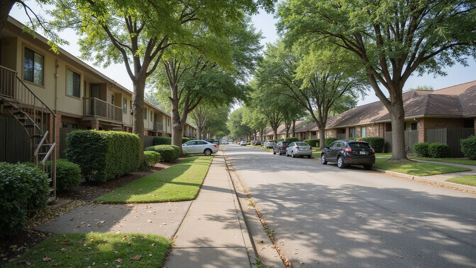 Houston suburban apartment neighborhood street view