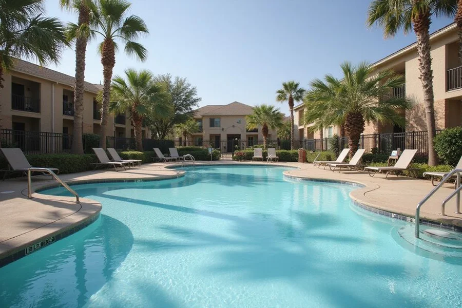 Katy suburban apartment community with pool