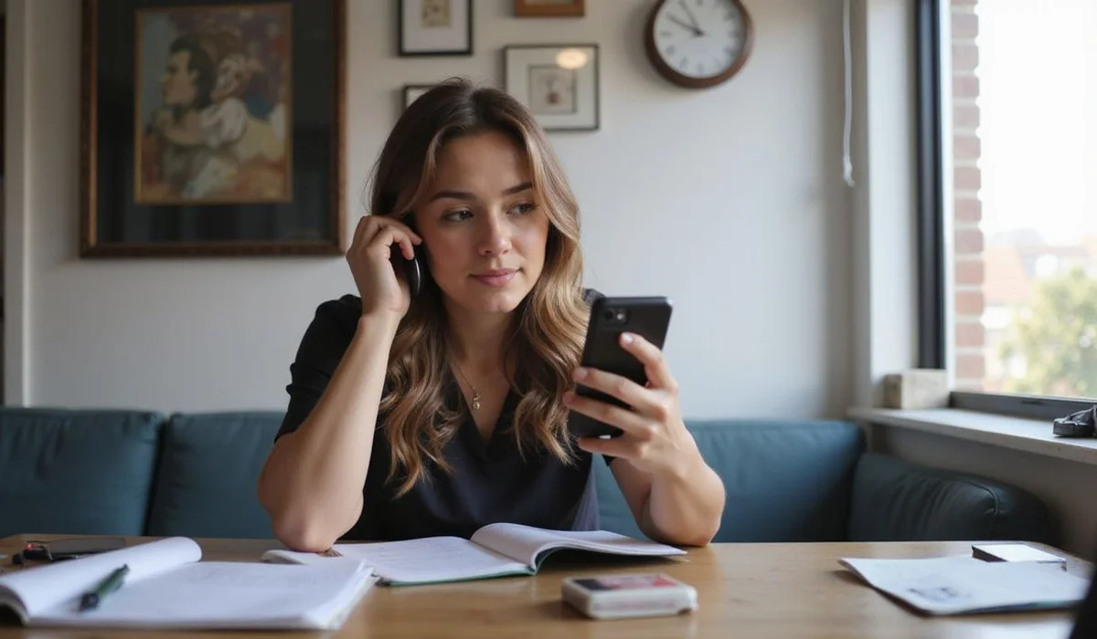 Licensed agent verifying policy on phone