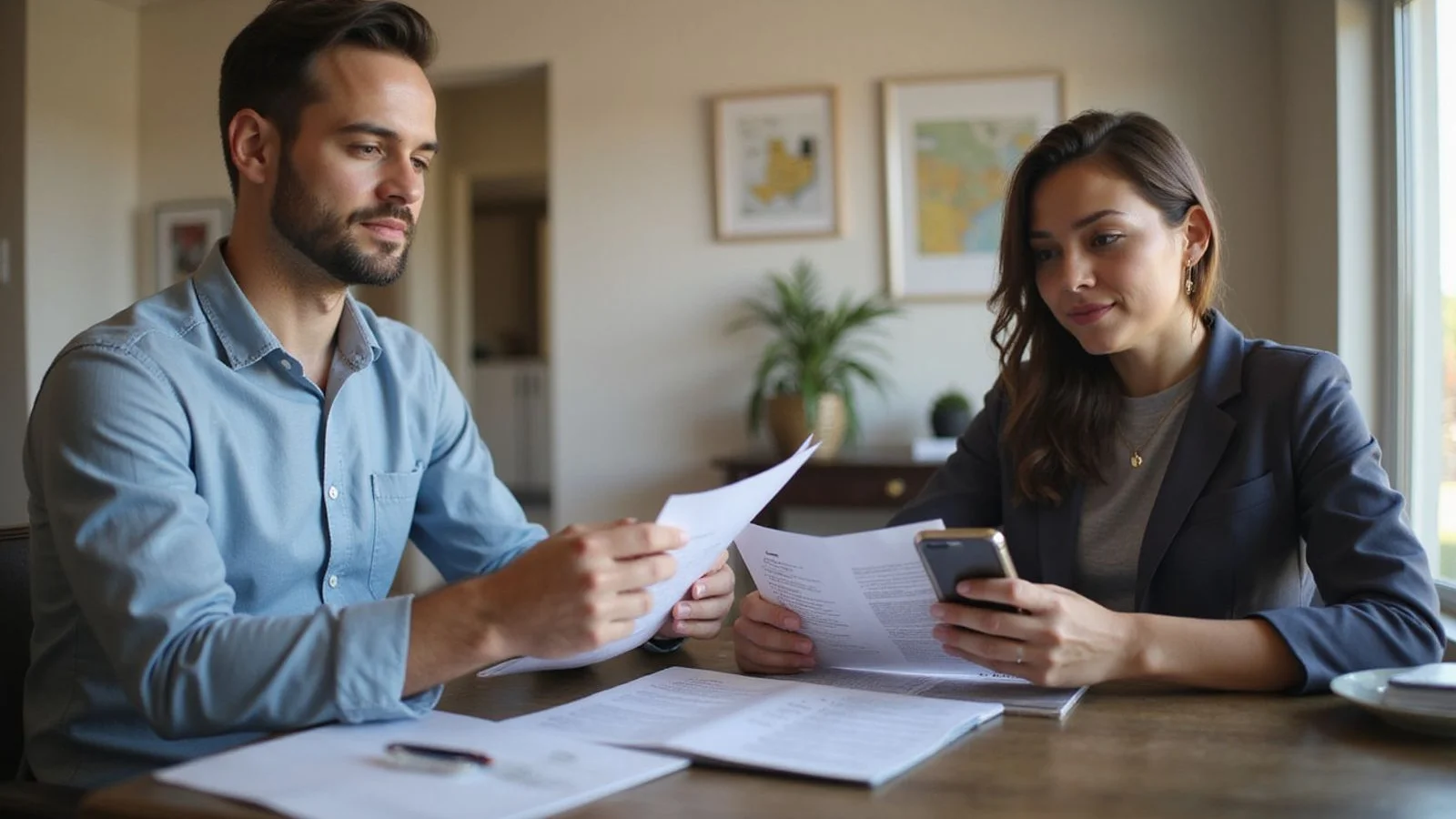 Licensed agent handing apartment list to renter