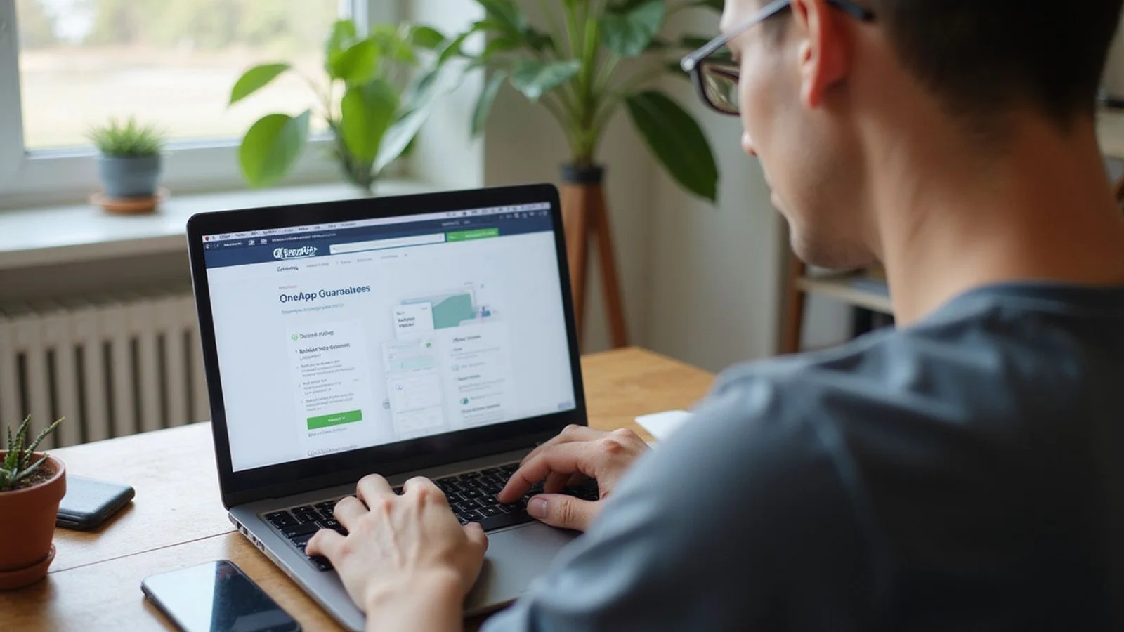 Renter comparing OneApp Guarantee on laptop