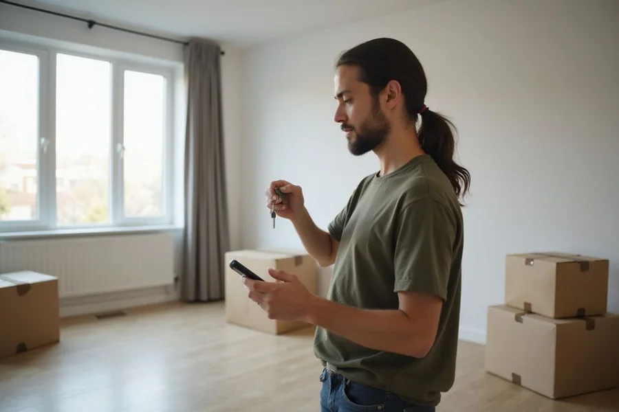 Renter holding new apartment keys after being approved