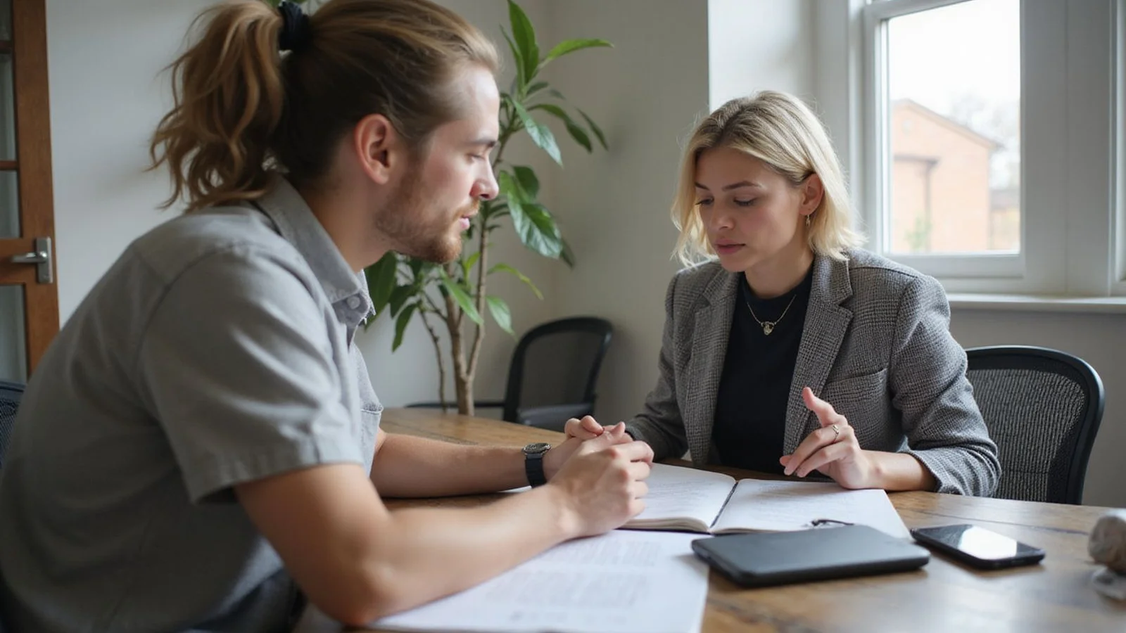 Renter reviewing options with agent hopeful