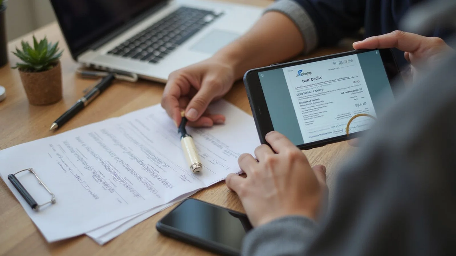 Renter reviewing unpaid balance statement