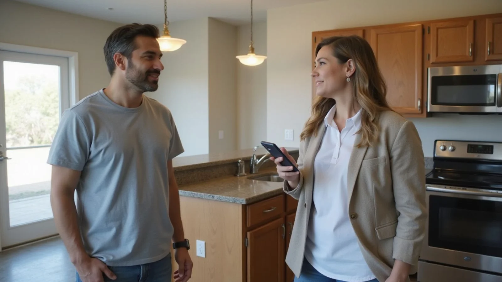 Renter touring Austin apartment in Round Rock