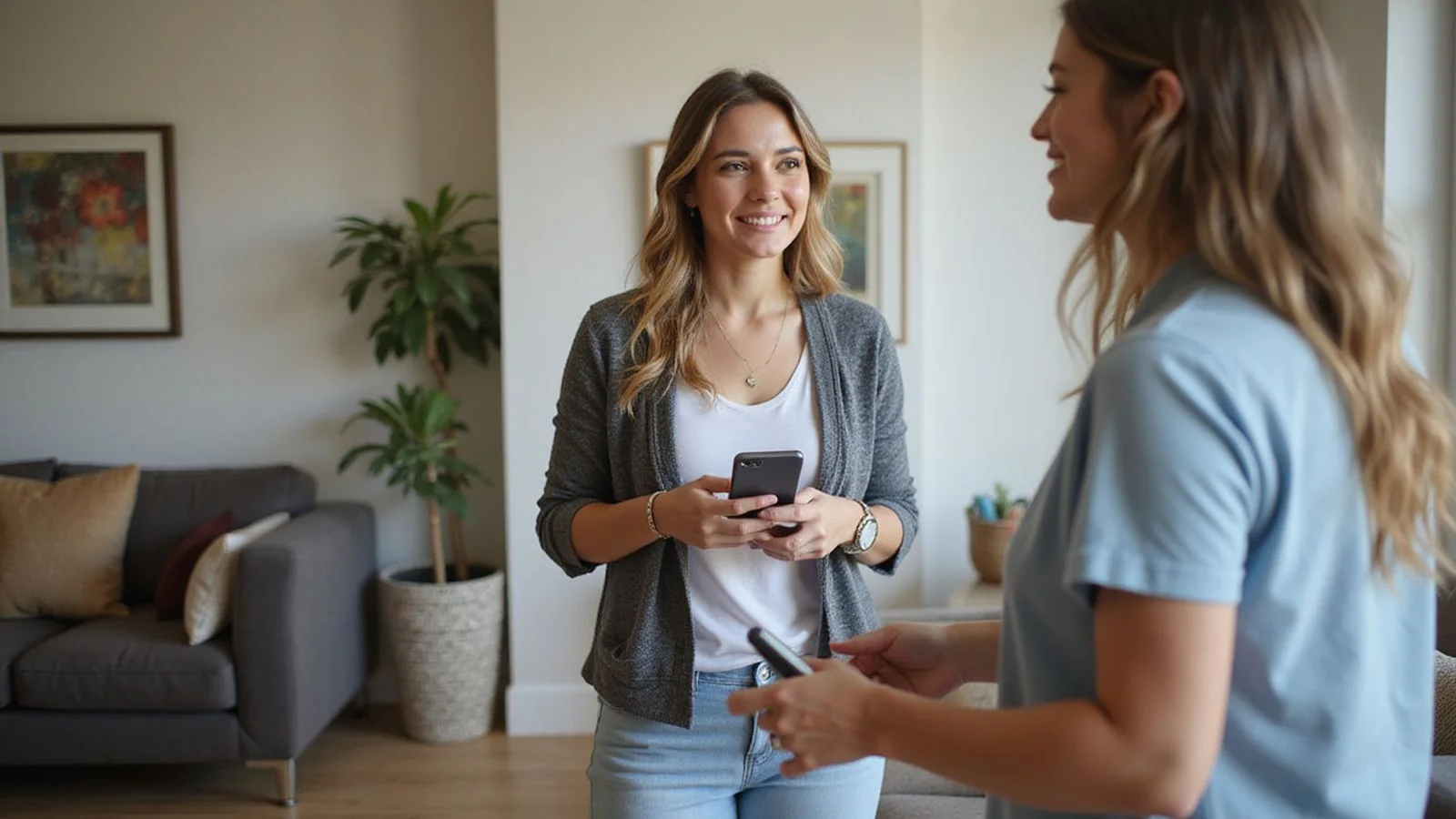 Renter touring Dallas apartment complex