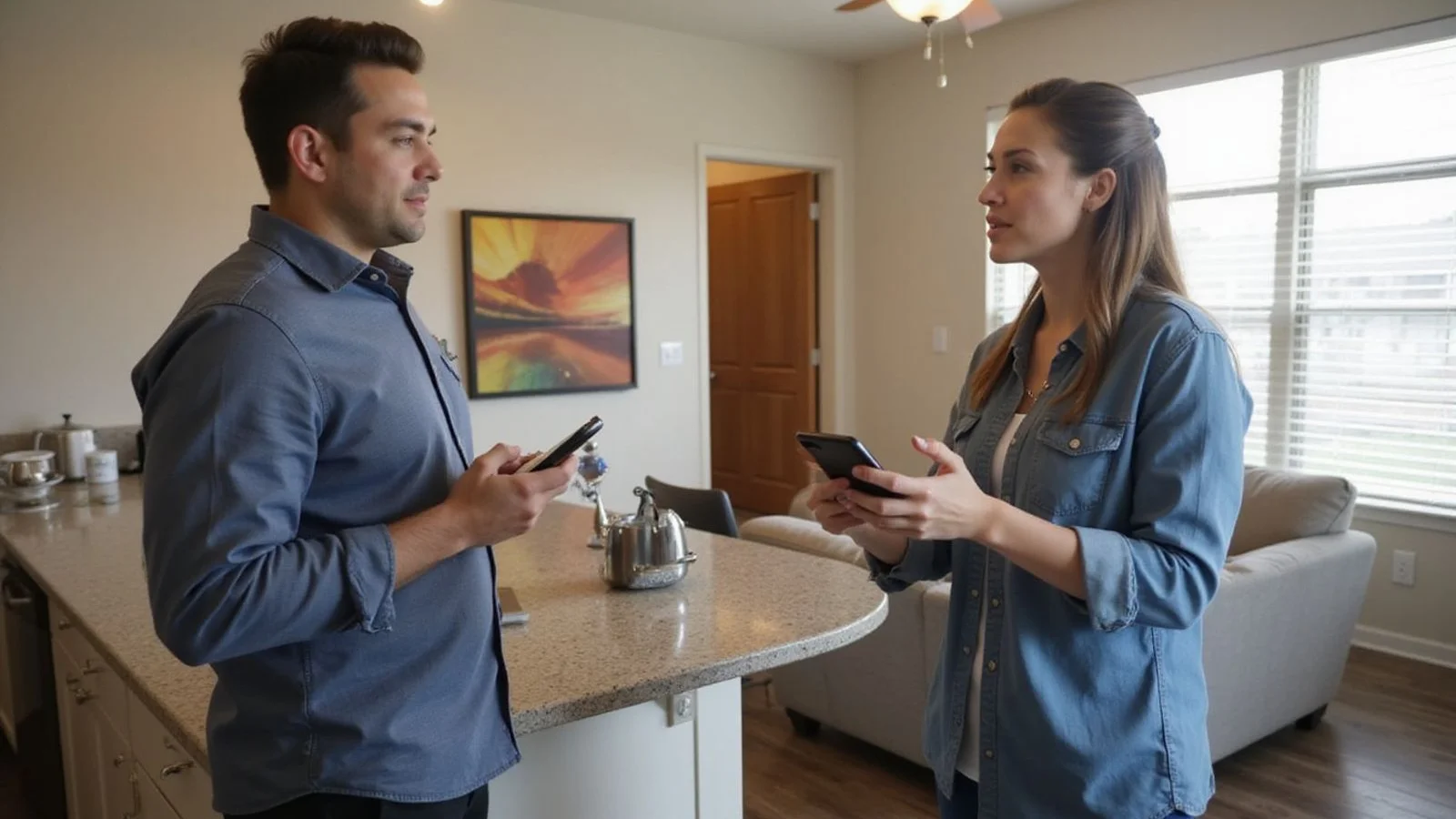 Renter touring Fort Worth apartment in Haltom City