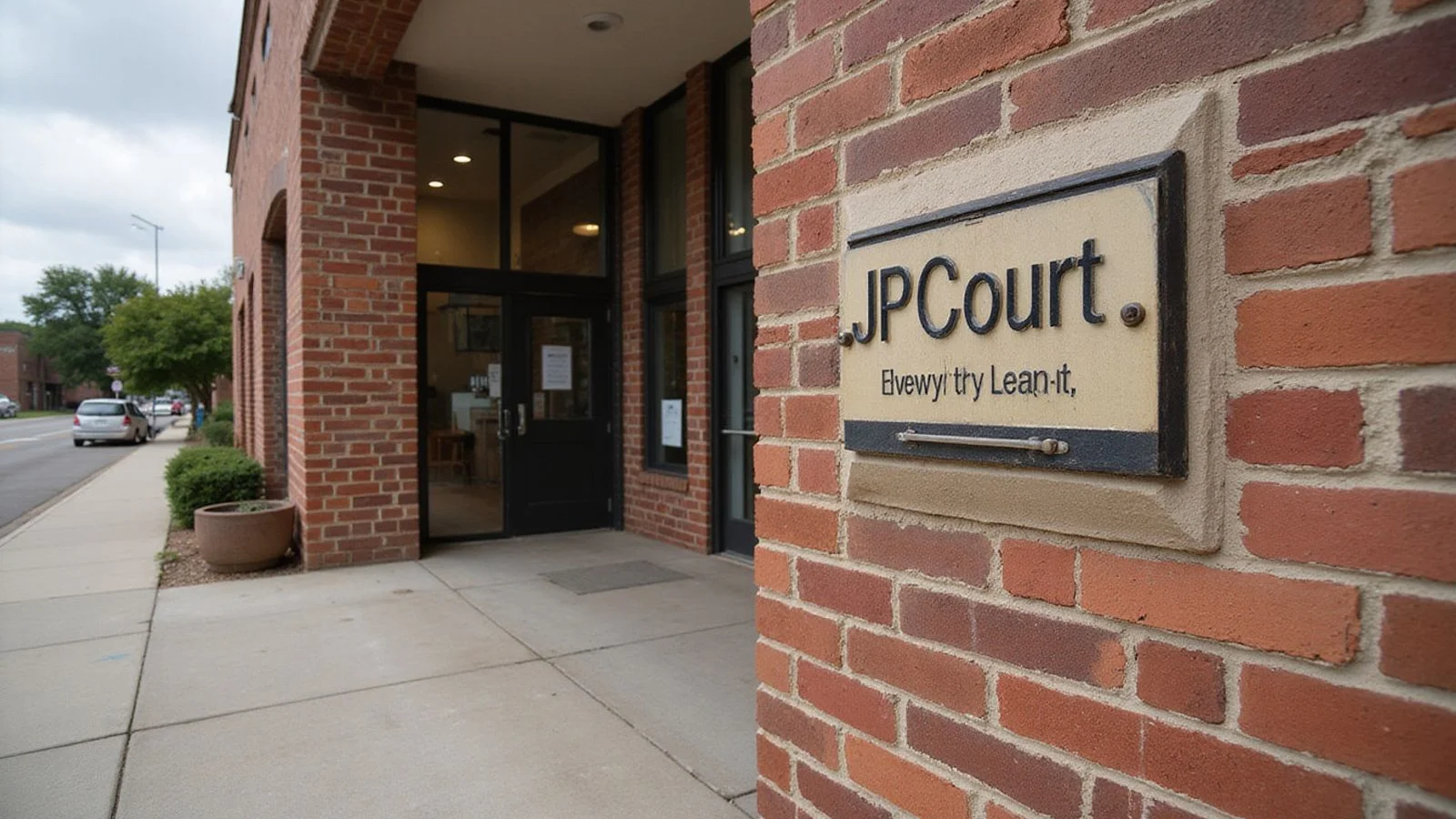 Texas courthouse exterior with JP court signage